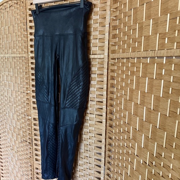 Spanx Very Black Faux Leather Moto Leggings Women's  Size XL - Picture 5 of 11